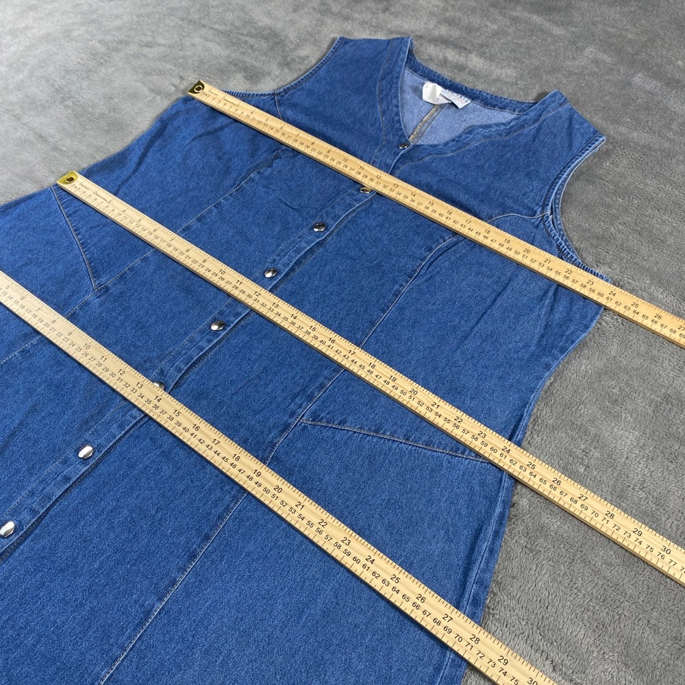 Bedford Fair Denim Dress Womens 20W Blue Button Front Maxi Sleeveless V-Neck USA - Picture 6 of 9